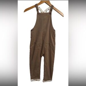 NWT! Mori Baby Tan Corduroy Overall Romper One Piece Organic Cotton Size 3-4 Yr